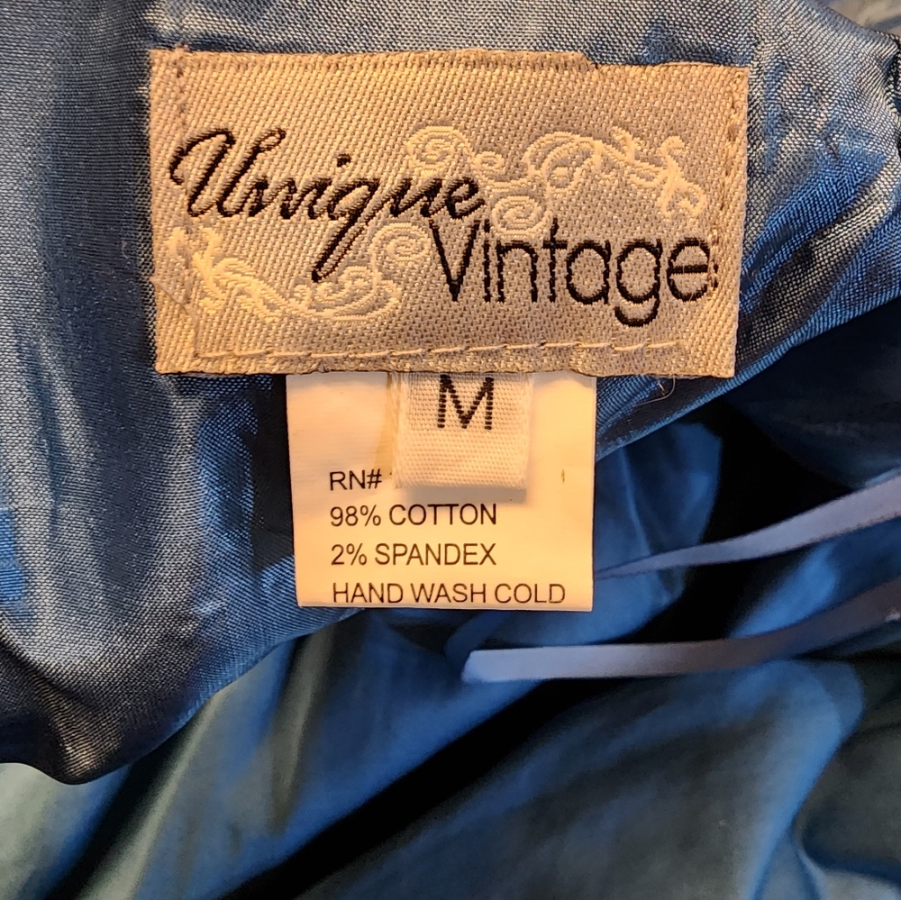 Unique Vintage Blue cotton blend Crinoline dress M - Picture 9 of 9